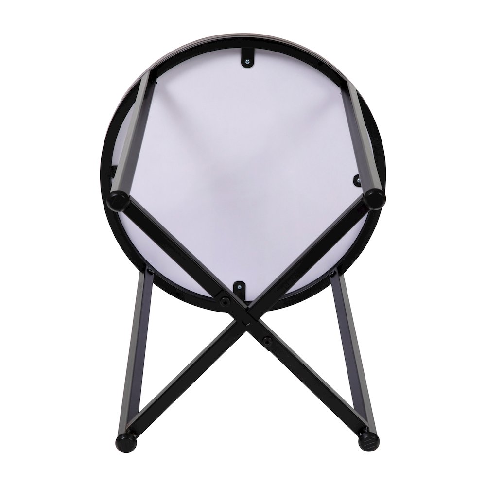 End Table - Modern Walnut Finish Accent Table with Crisscross Matte Black Frame. Picture 9