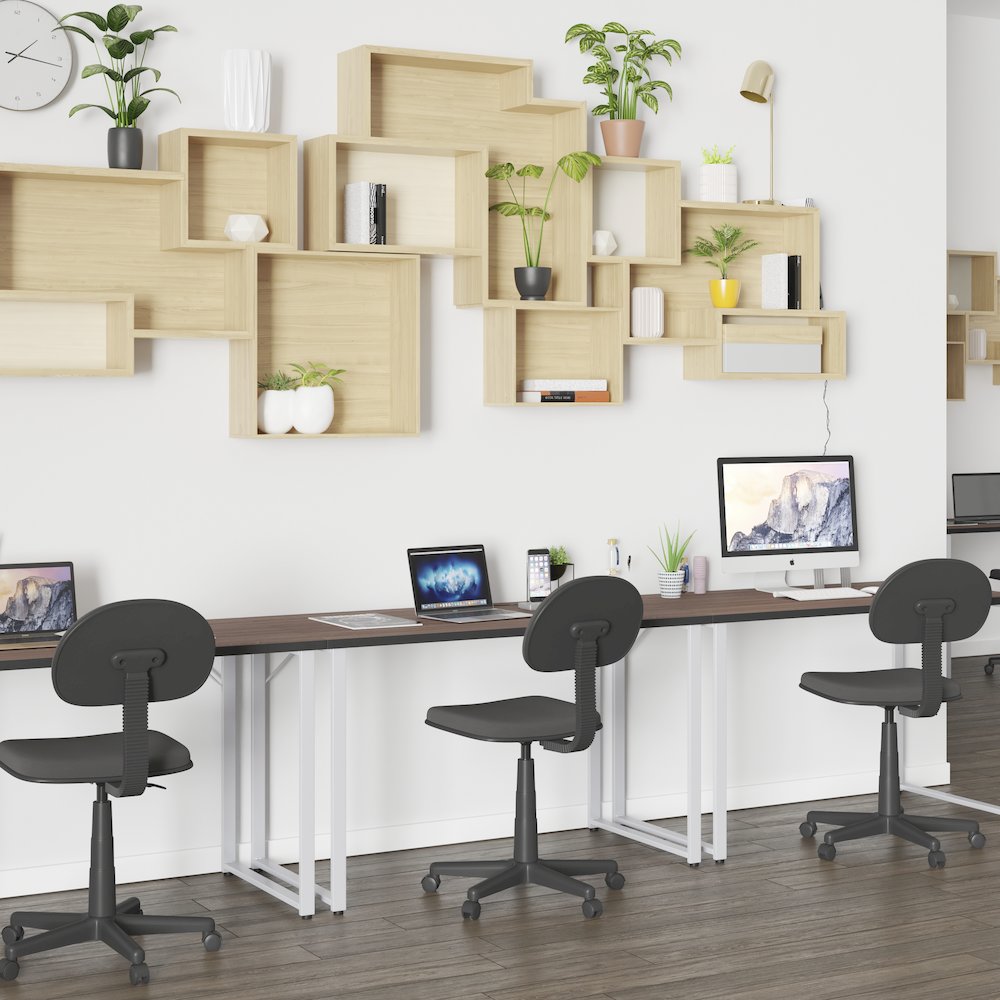 Black Finish Computer Desk with Silver Metal Frame. Picture 6