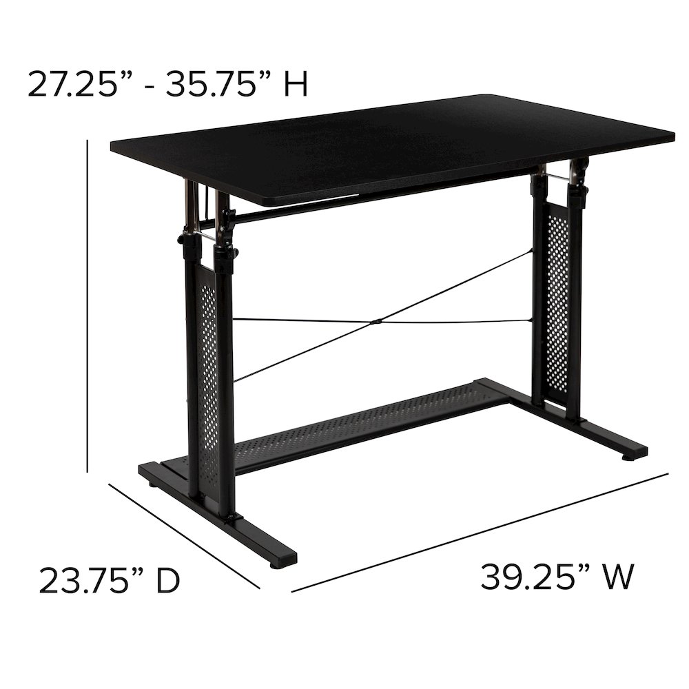 Height Adjustable (27.25-35.75"H) Sit to Stand Home Office Desk - Black. Picture 6