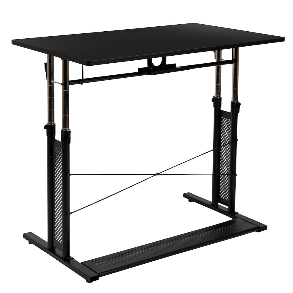 Height Adjustable (27.25-35.75"H) Sit to Stand Home Office Desk - Black. Picture 7