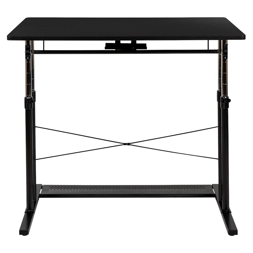 Height Adjustable (27.25-35.75"H) Sit to Stand Home Office Desk - Black. Picture 10