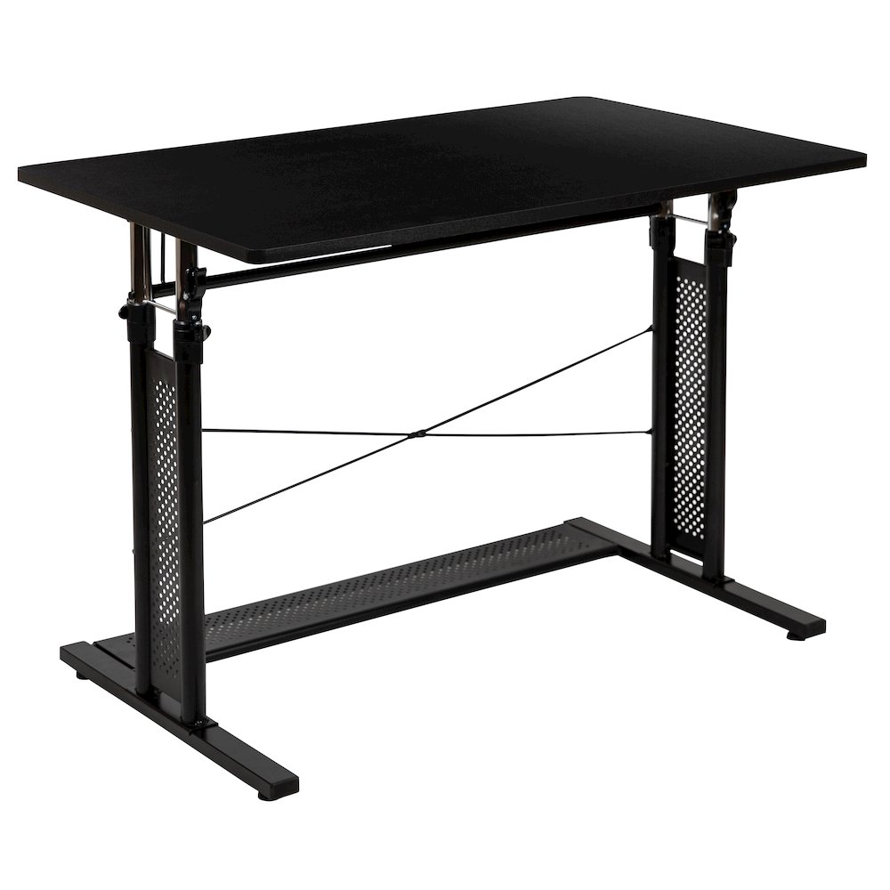 Height Adjustable (27.25-35.75"H) Sit to Stand Home Office Desk - Black. Picture 8