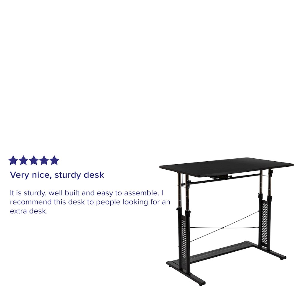 Height Adjustable (27.25-35.75"H) Sit to Stand Home Office Desk - Black. Picture 4