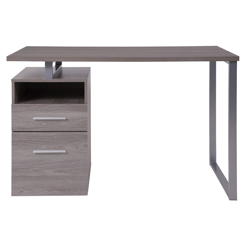 Light Ash Wood Grain Finish Computer Desk with Two Drawers. Picture 8