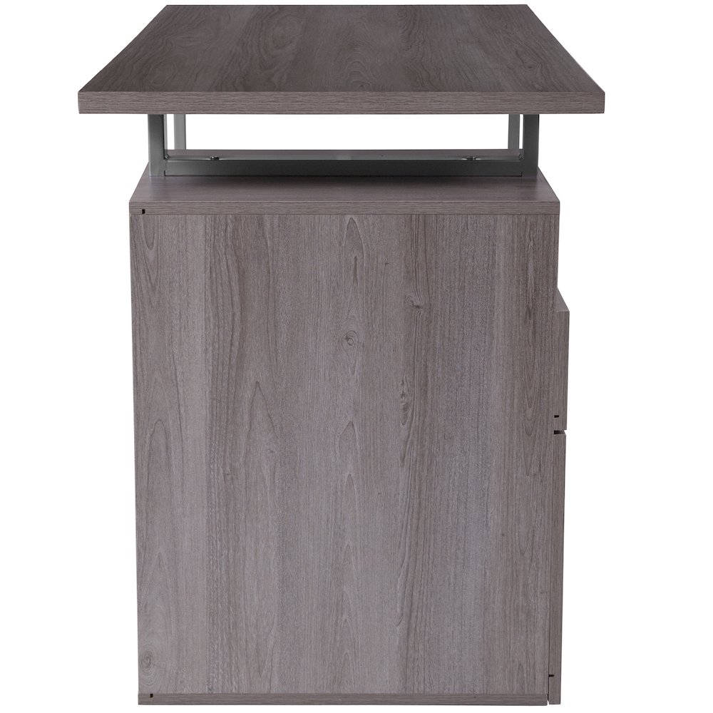 Light Ash Wood Grain Finish Computer Desk with Two Drawers. Picture 7