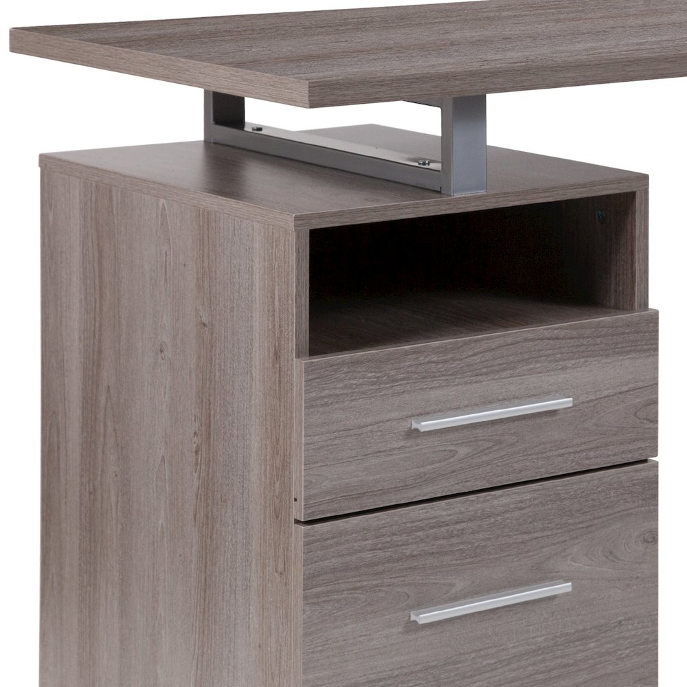 Light Ash Wood Grain Finish Computer Desk with Two Drawers. Picture 9