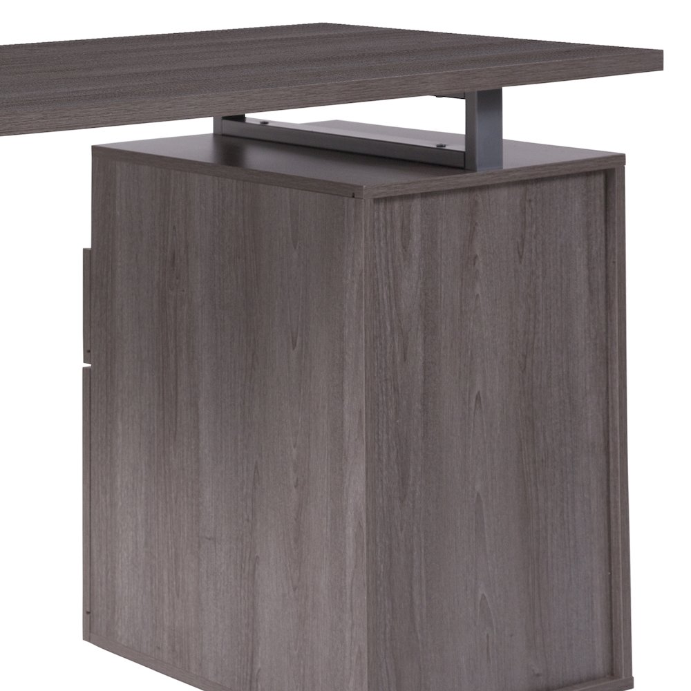 Light Ash Wood Grain Finish Computer Desk with Two Drawers. Picture 10