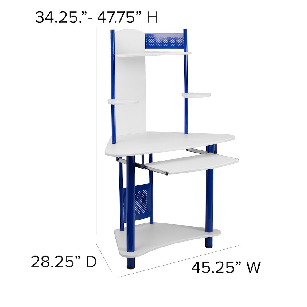 Blue Corner Computer Desk with Hutch. Picture 6