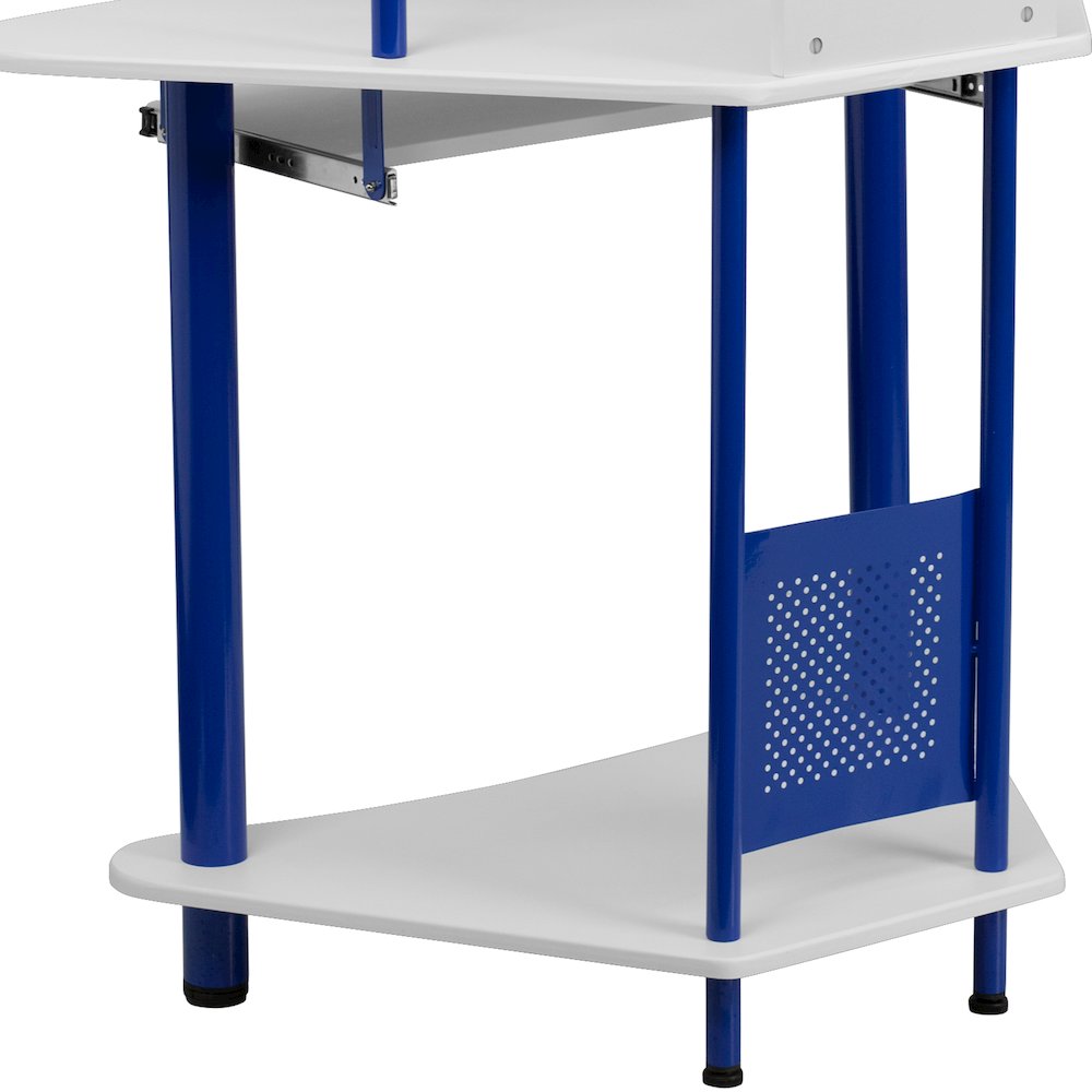 Blue Corner Computer Desk with Hutch. Picture 11