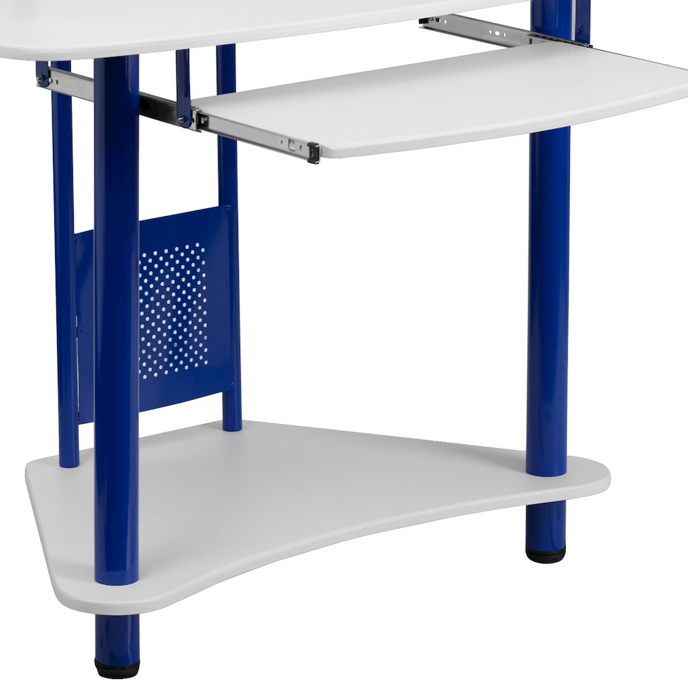 Blue Corner Computer Desk with Hutch. Picture 9