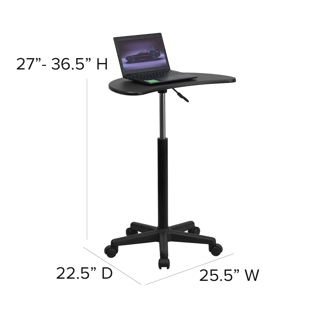 Black Sit to Stand Mobile Laptop Computer Desk. Picture 5