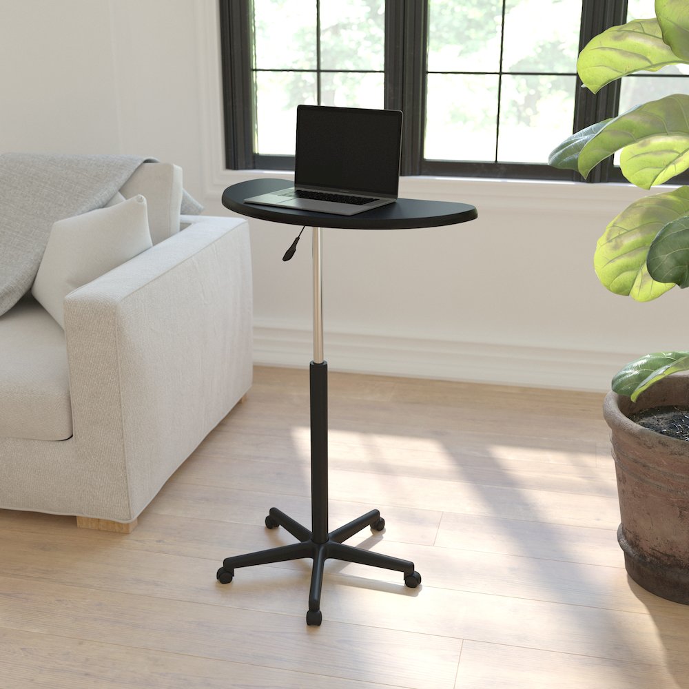 Black Sit to Stand Mobile Laptop Computer Desk. Picture 2