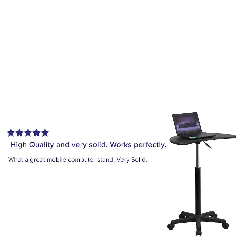 Black Sit to Stand Mobile Laptop Computer Desk. Picture 4