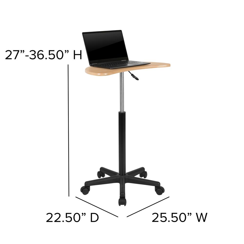 Maple Sit to Stand Mobile Laptop Computer Desk. Picture 4