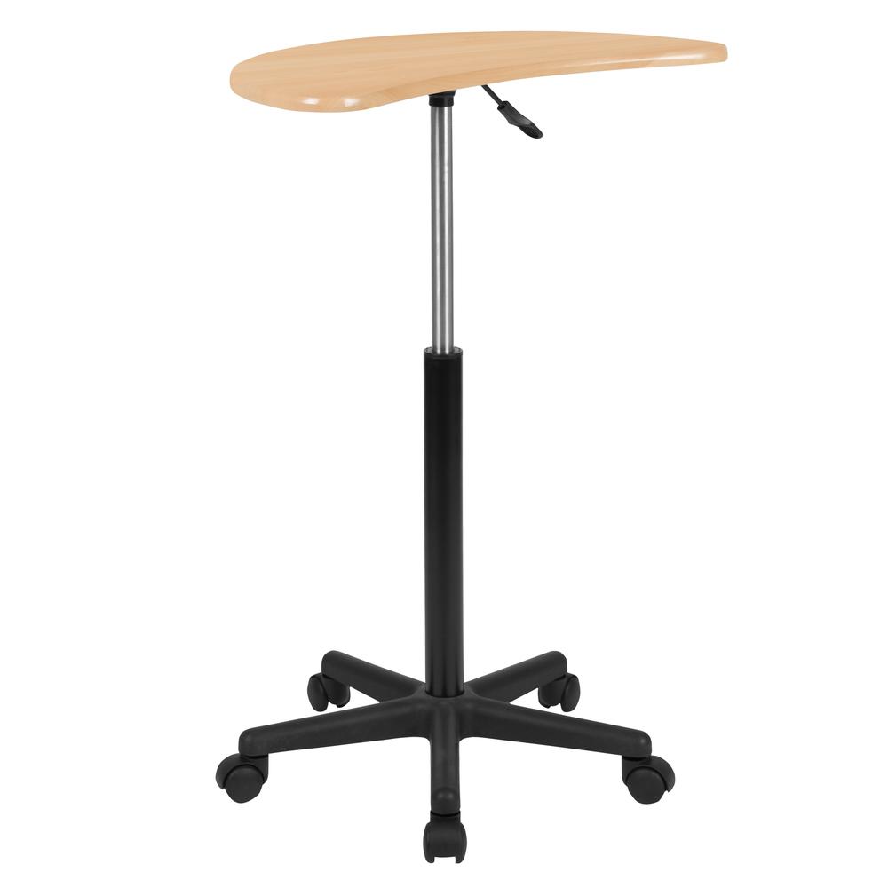 Maple Sit to Stand Mobile Laptop Computer Desk. Picture 5