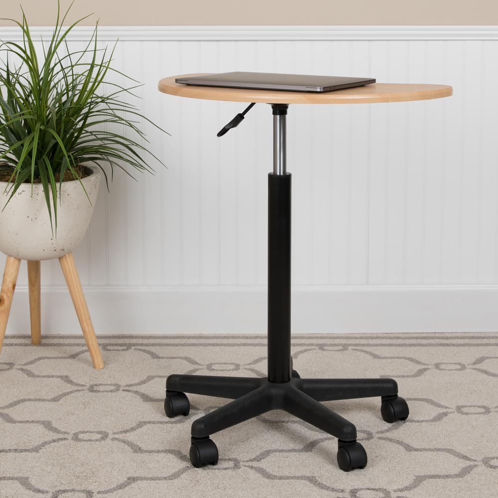 Maple Sit to Stand Mobile Laptop Computer Desk. Picture 2