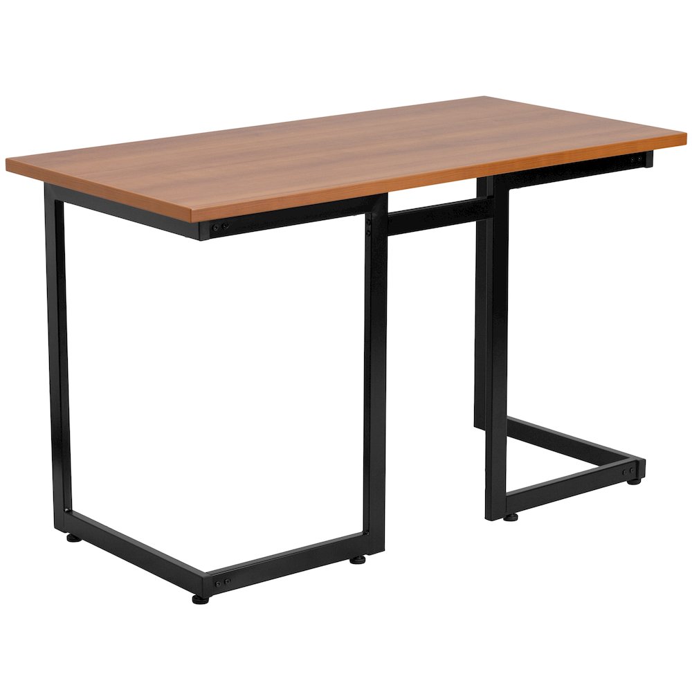 Cherry Computer Desk with Black Metal Frame. Picture 6