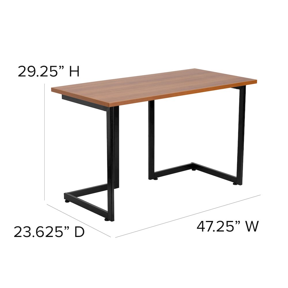 Cherry Computer Desk with Black Metal Frame. Picture 5