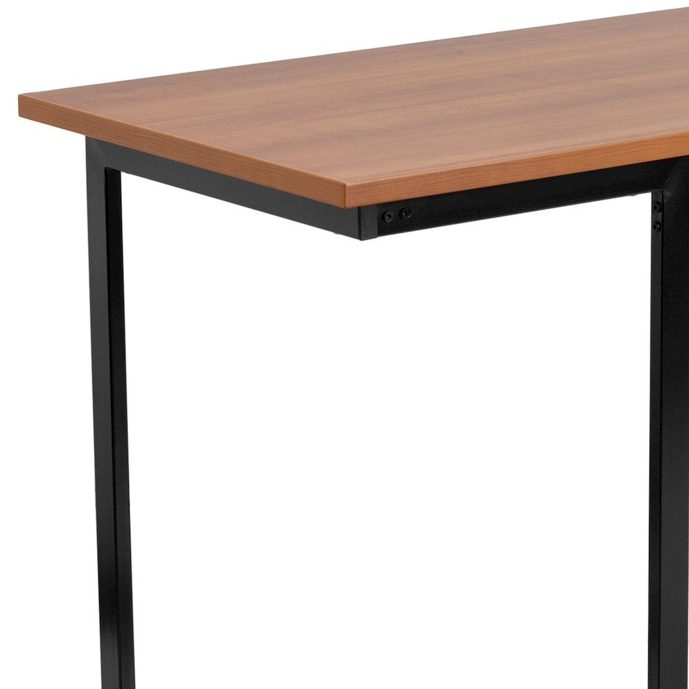 Cherry Computer Desk with Black Metal Frame. Picture 7