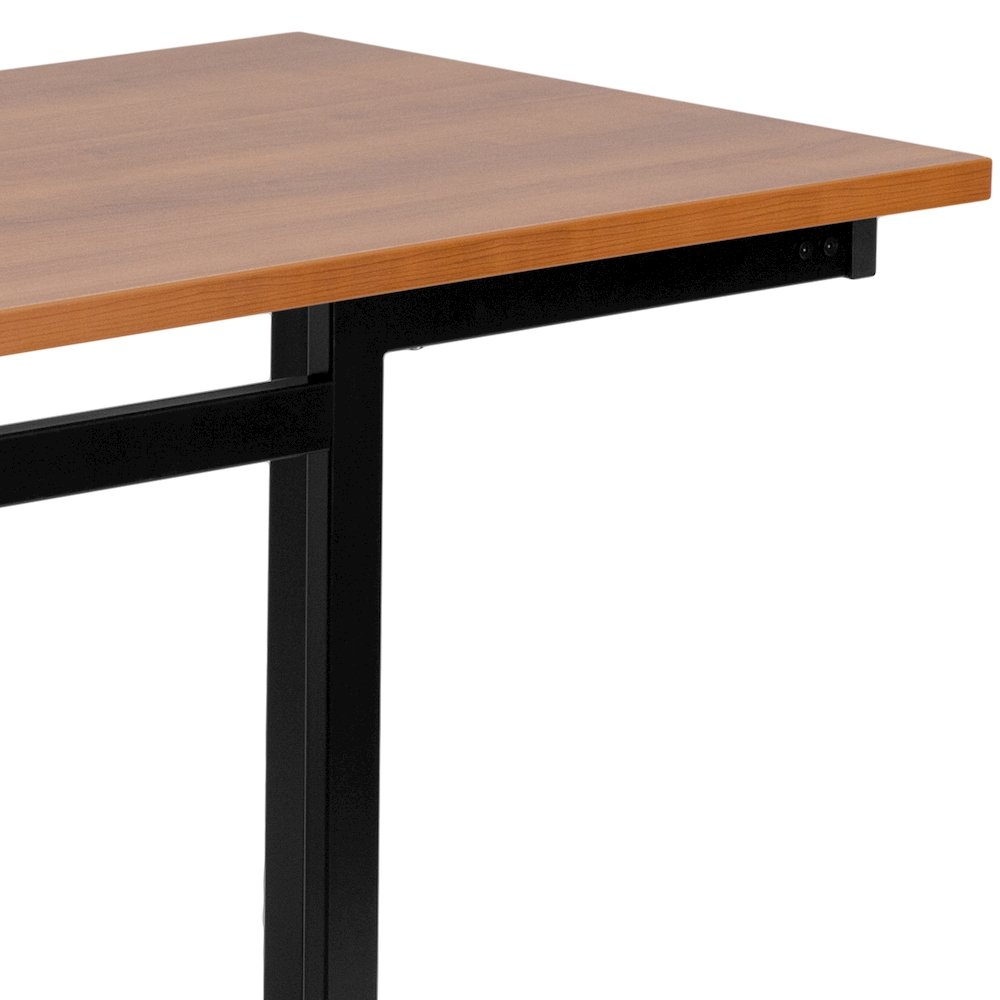Cherry Computer Desk with Black Metal Frame. Picture 8