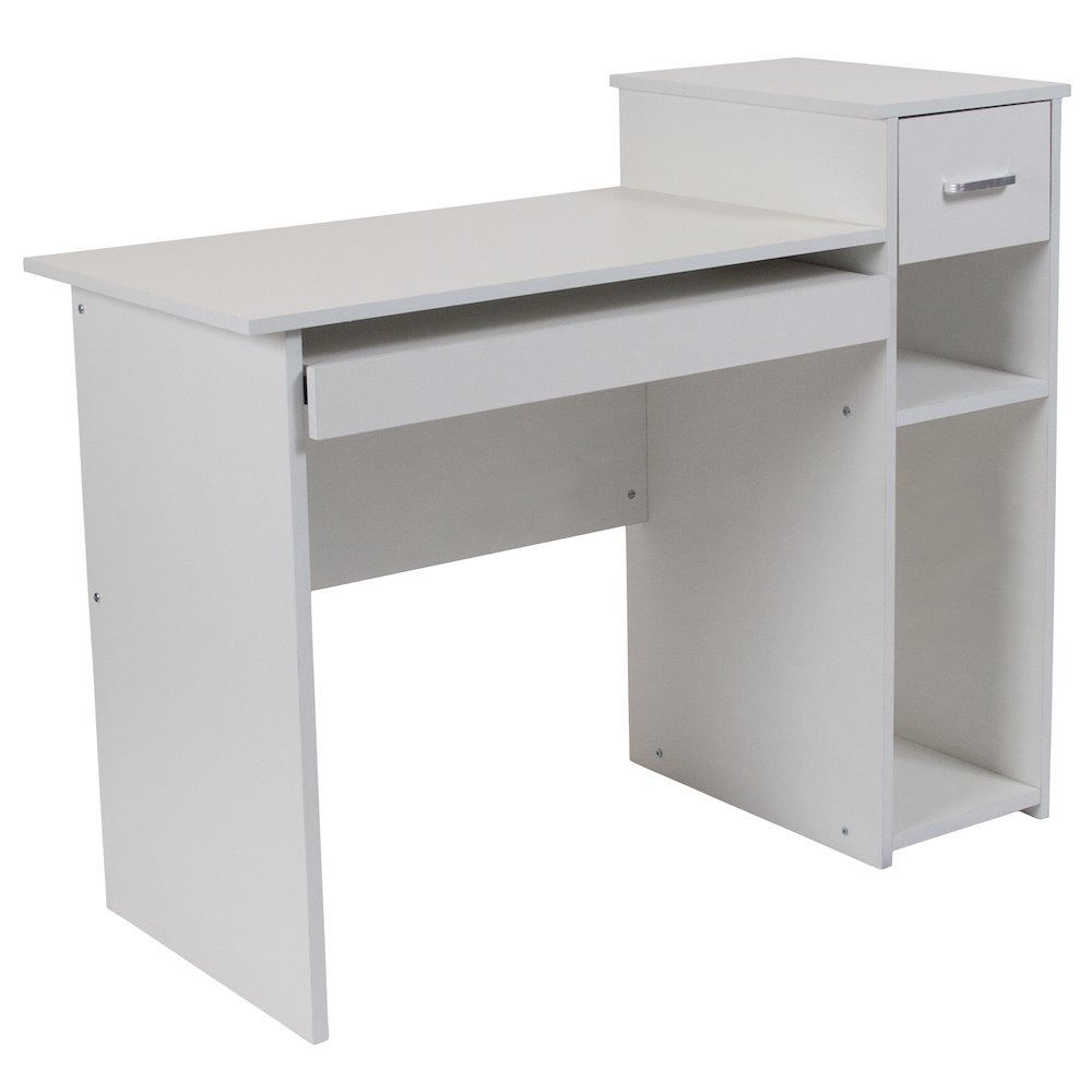 White Computer Desk with Shelves and Drawer. Picture 1