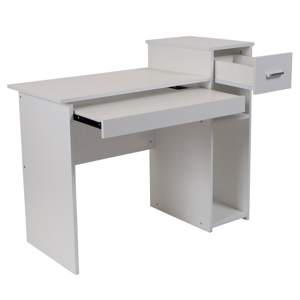 White Computer Desk with Shelves and Drawer. Picture 7