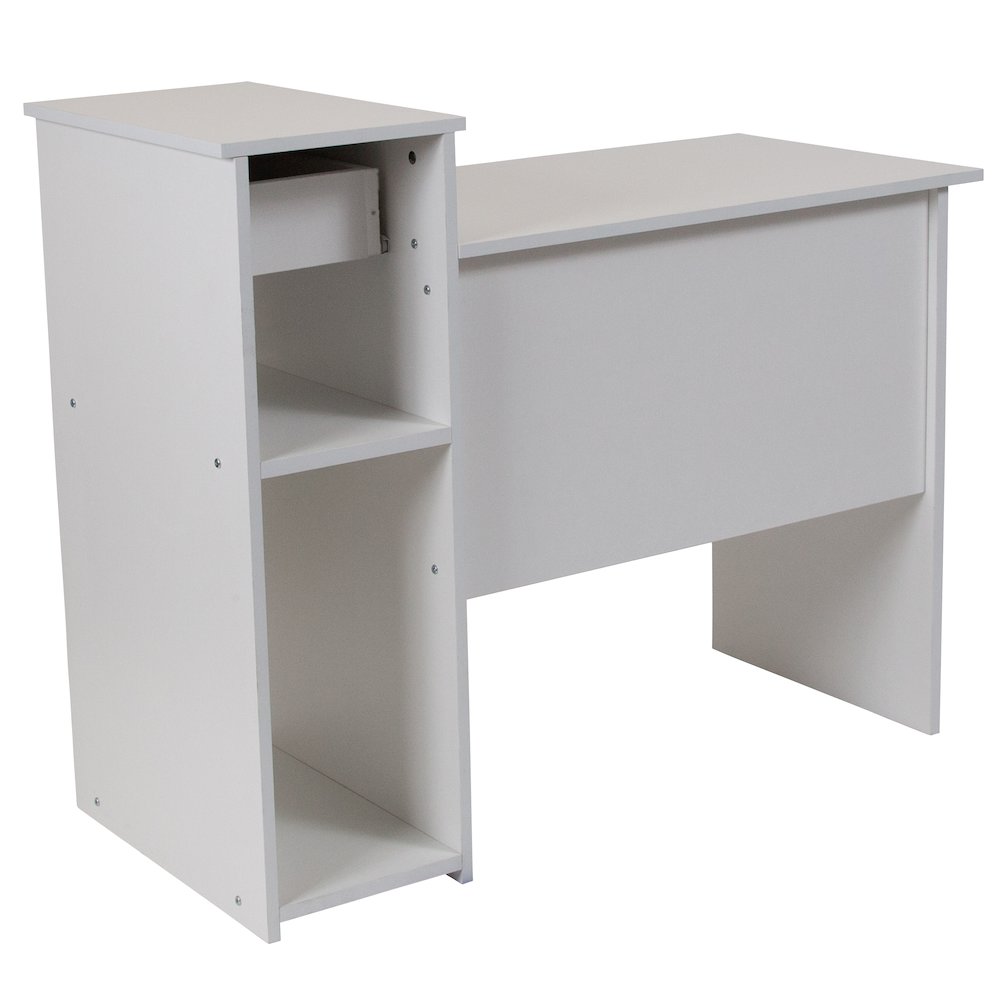 White Computer Desk with Shelves and Drawer. Picture 6