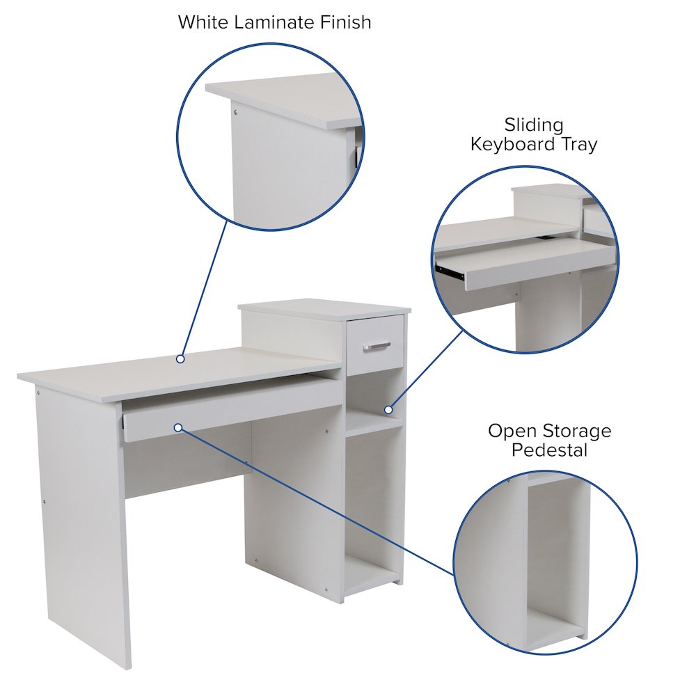 White Computer Desk with Shelves and Drawer. Picture 9