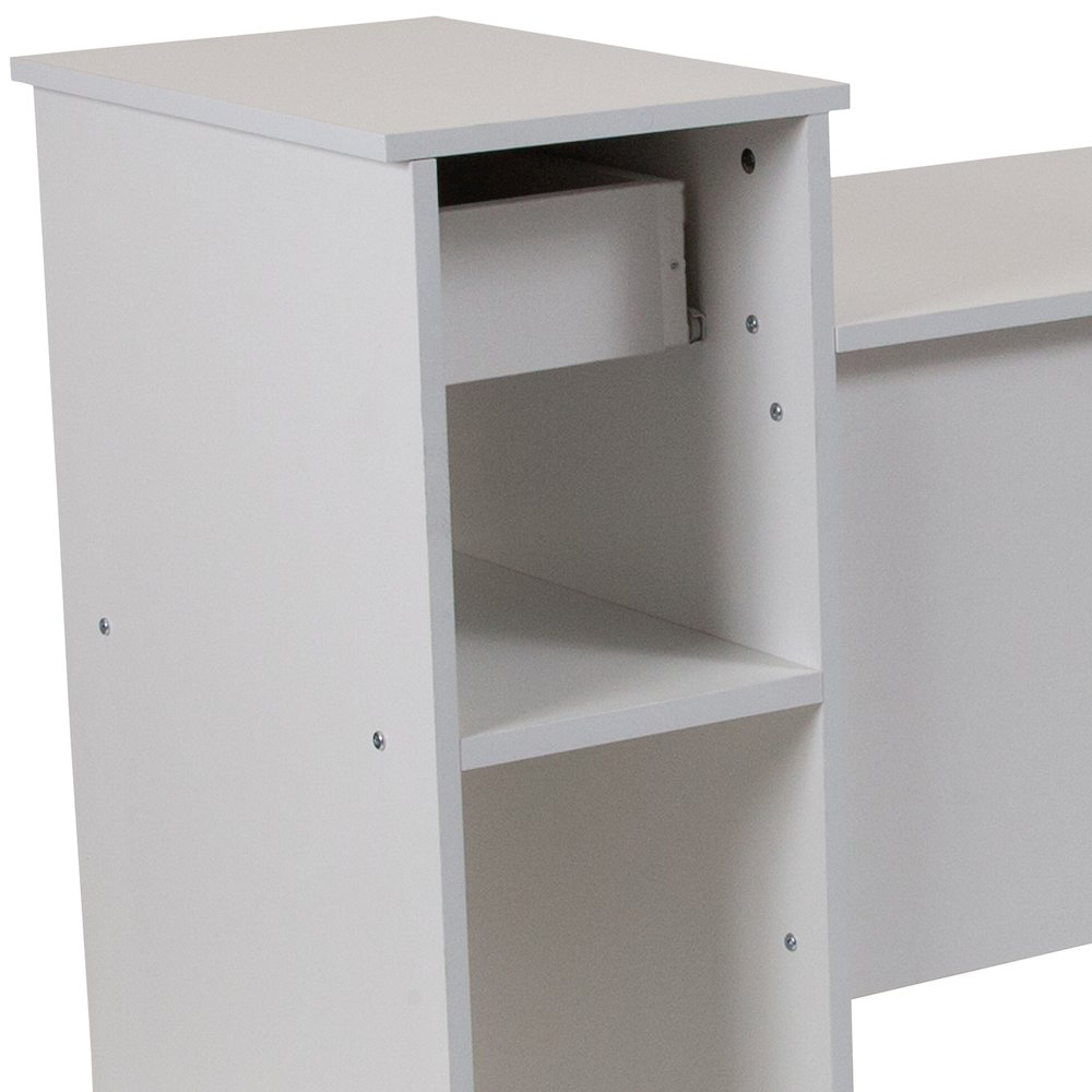 White Computer Desk with Shelves and Drawer. Picture 12