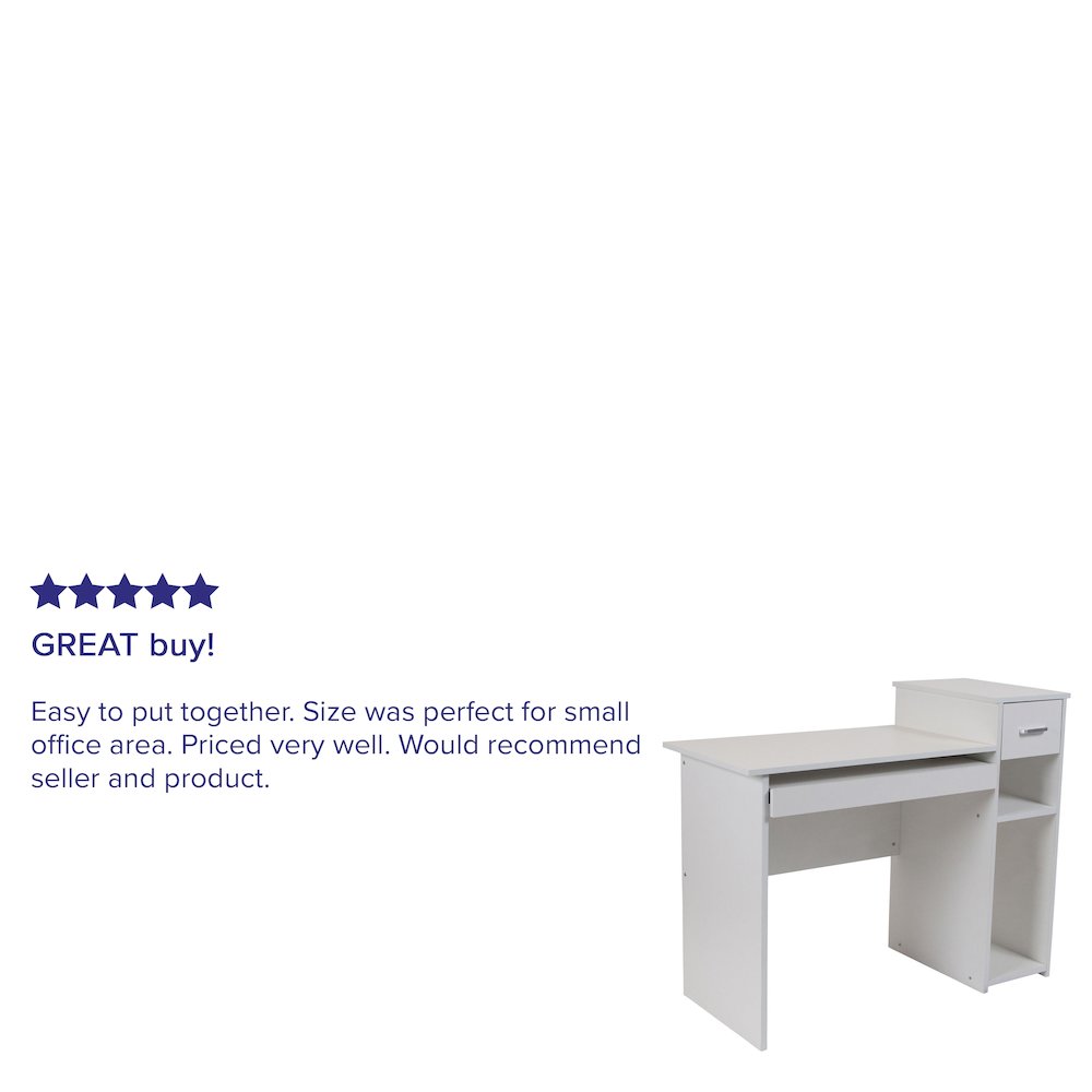 White Computer Desk with Shelves and Drawer. Picture 4