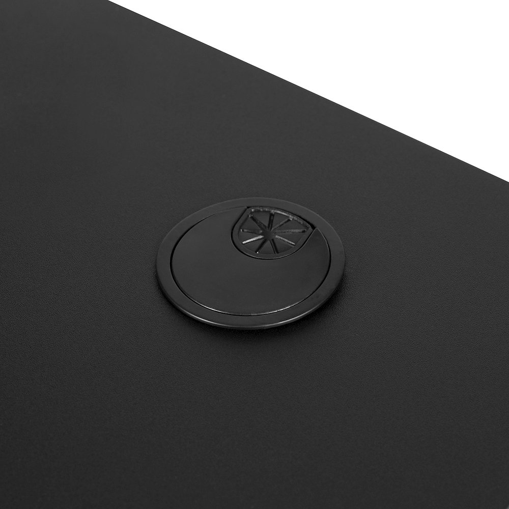 Red Gaming Ergonomic Desk with Cup Holder and Headphone Hook. Picture 9