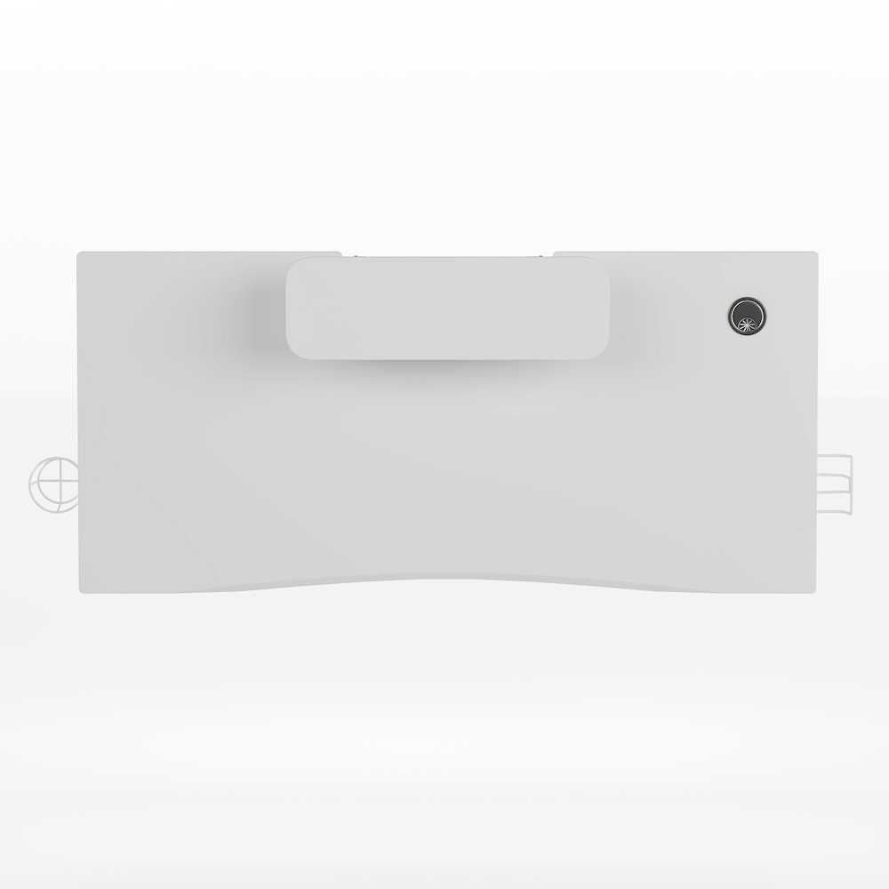 White Gaming Desk with Cup Holder, Headphone Hook, and Monitor/Smartphone Stand. Picture 11