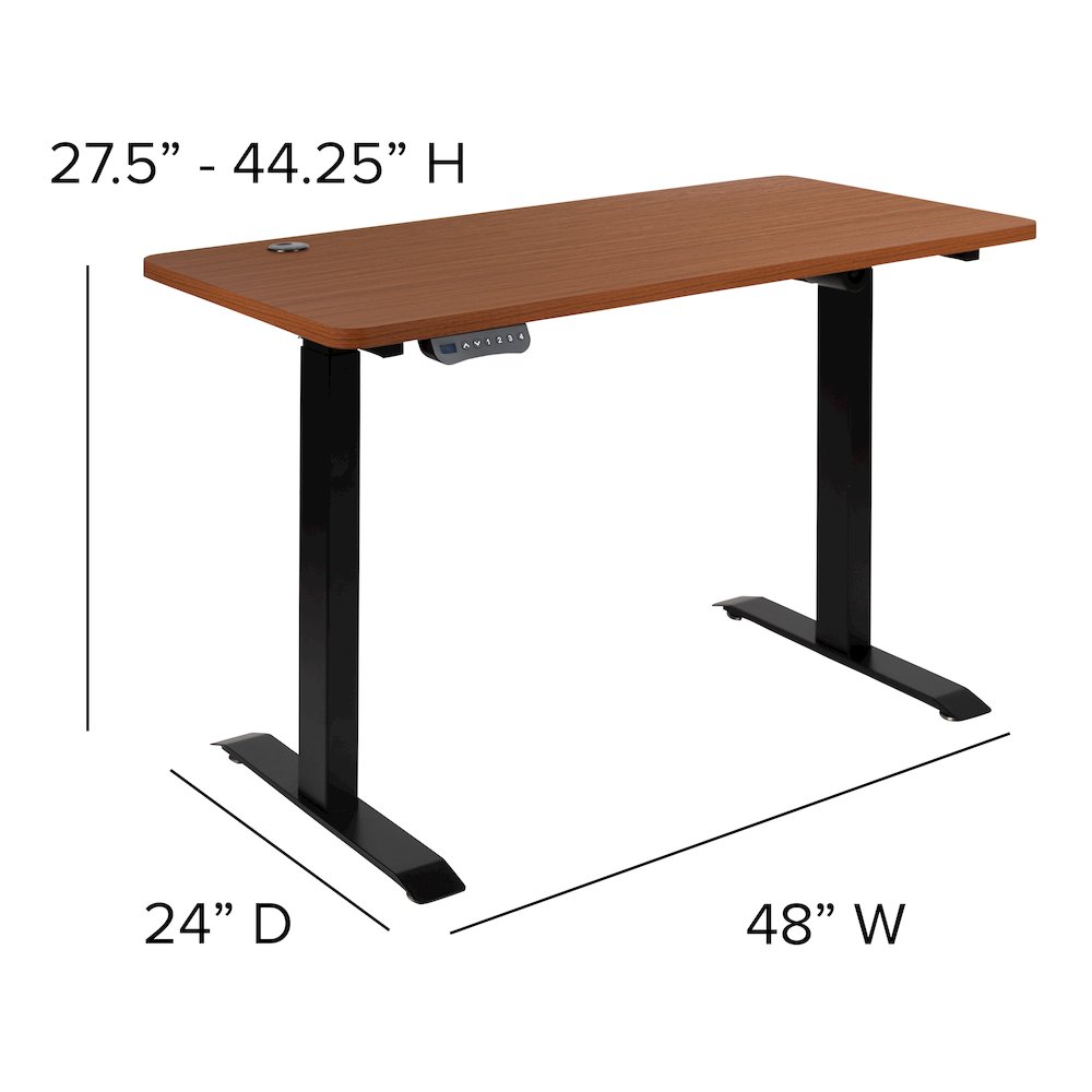 Electric Height Standing Desk - Table Top 48" Wide - 24" Deep (Mahogany). Picture 5