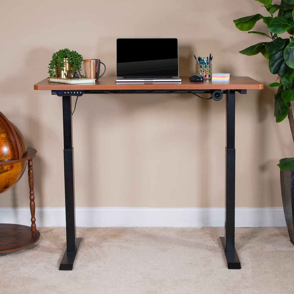 Electric Height Standing Desk - Table Top 48" Wide - 24" Deep (Mahogany). Picture 6