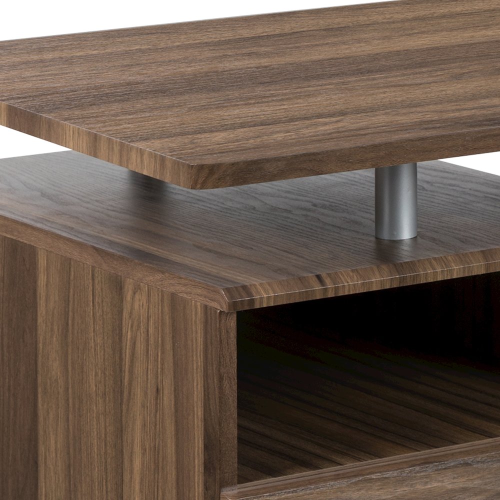 Rustic Walnut Desk with Three Drawer Pedestal and Pull-Out Keyboard Tray. Picture 8
