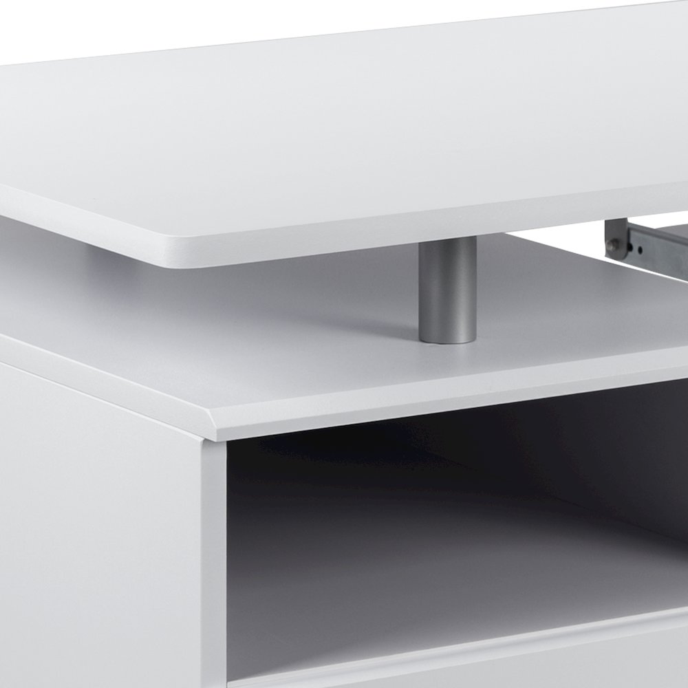 White Desk with Three Drawer Pedestal and Pull-Out Keyboard Tray. Picture 8