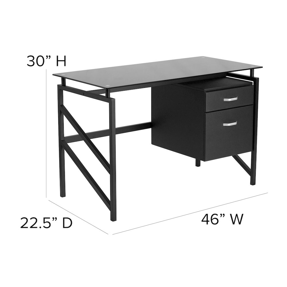 Glass Desk with Two Drawer Pedestal. Picture 4