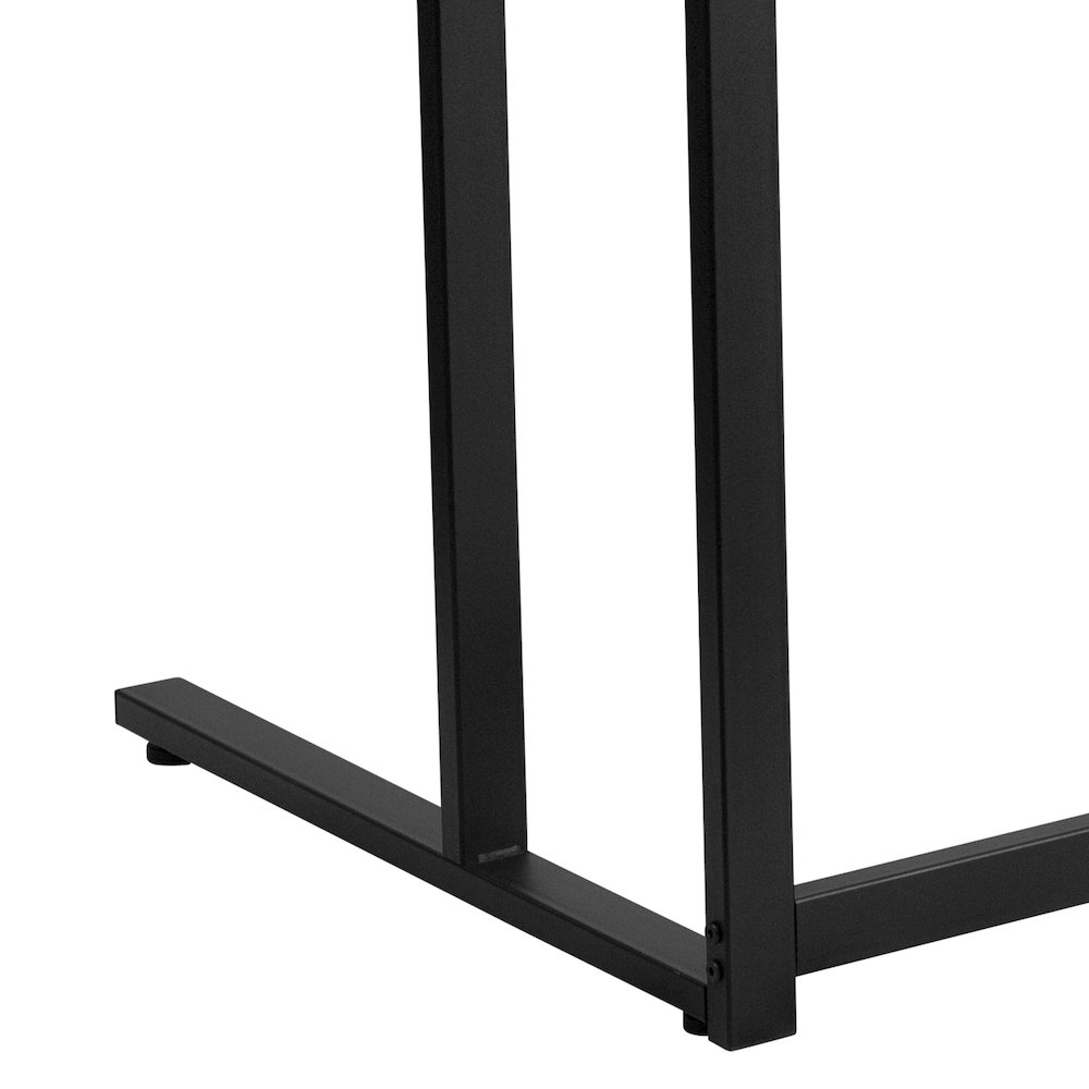Glass Desk with Black Pedestal Metal Frame. Picture 10
