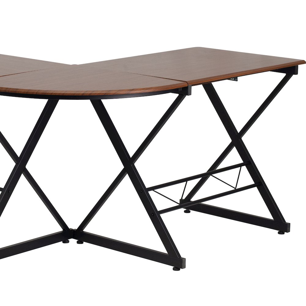 Teakwood Laminate L-Shape Computer Desk with Pull-Out Keyboard Tray. Picture 10