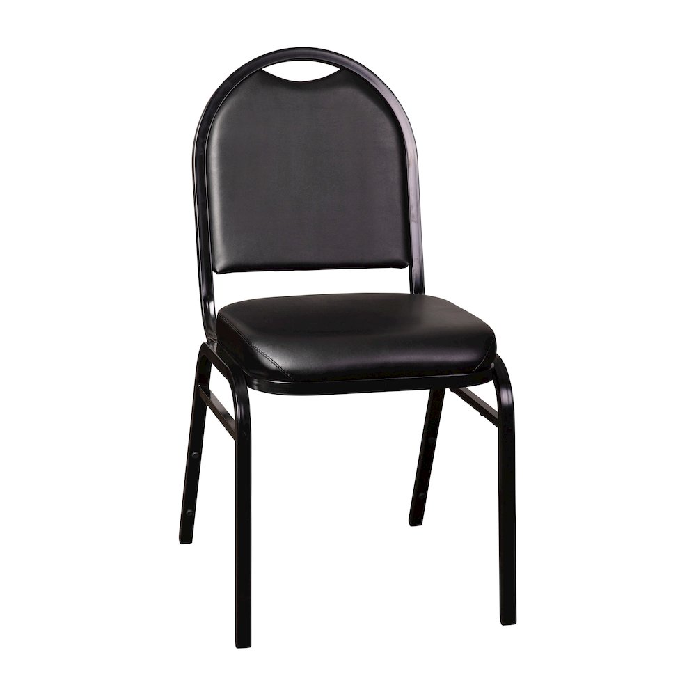 500 LB. Capacity Dome Back Stacking Banquet Chair in Black Viny. Picture 1