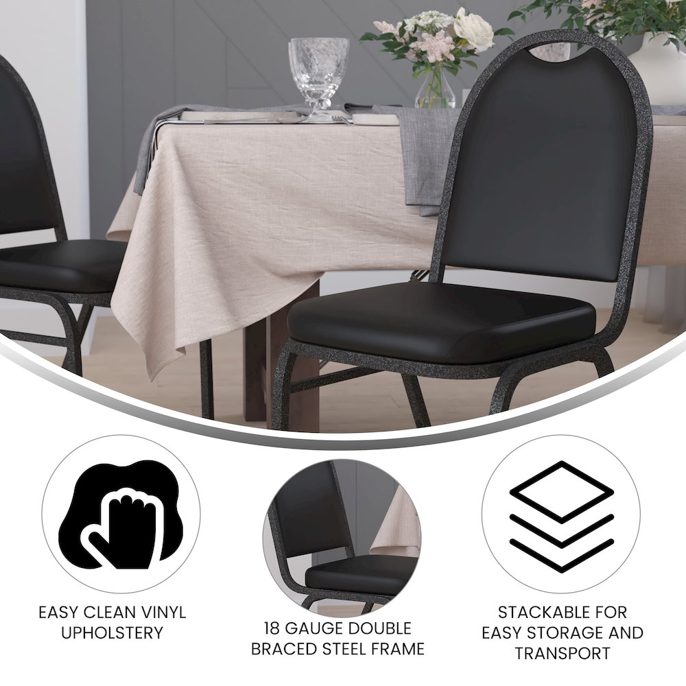 500 LB. Capacity Dome Back Stacking Banquet Chair in Black Vinyl. Picture 4