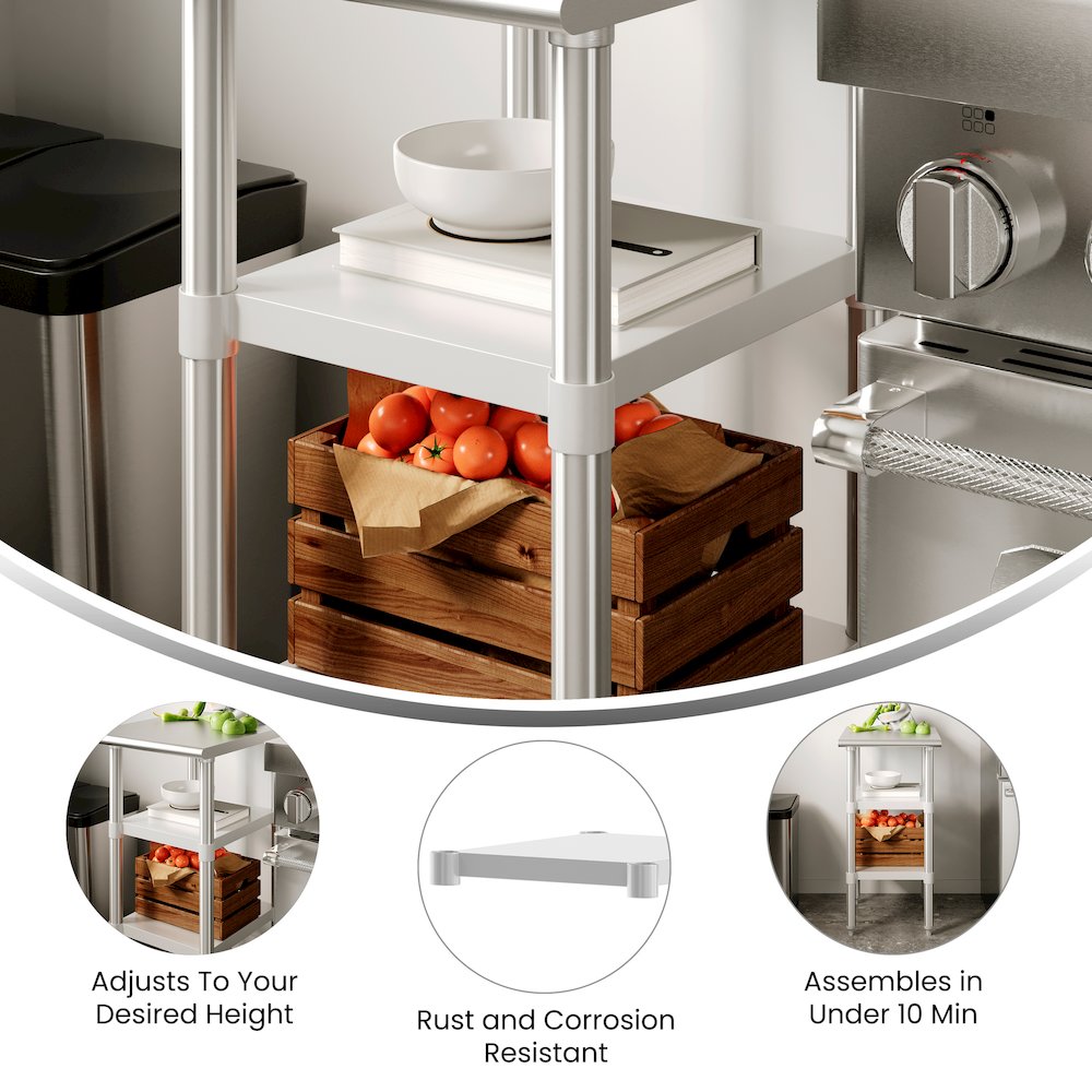 Under Shelf  - Adjustable Lower Shelf for 24" x 18" Stainless Steel Tables. Picture 2