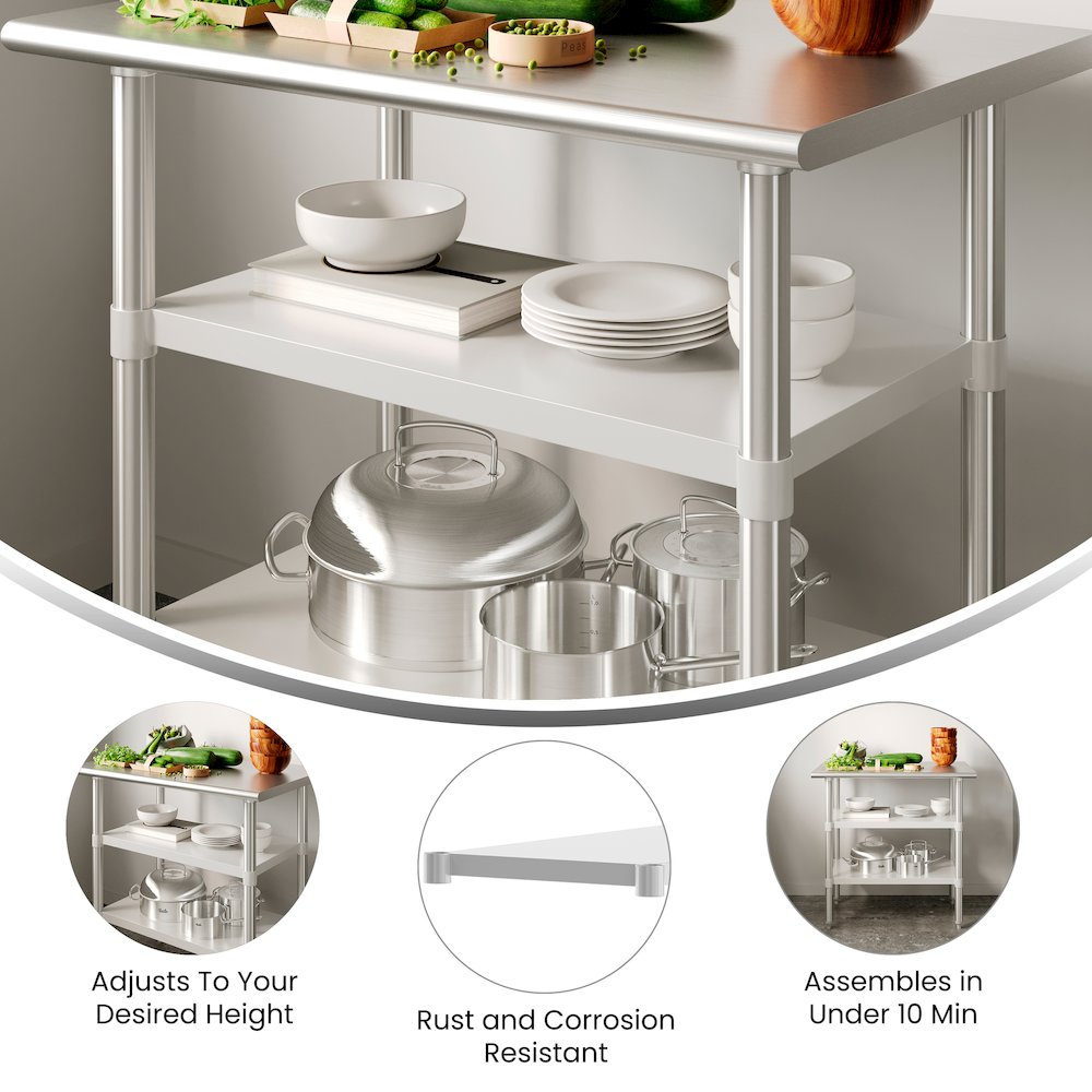 Under Shelf  - Adjustable Lower Shelf for 24" x 36" Stainless Steel Tables. Picture 2