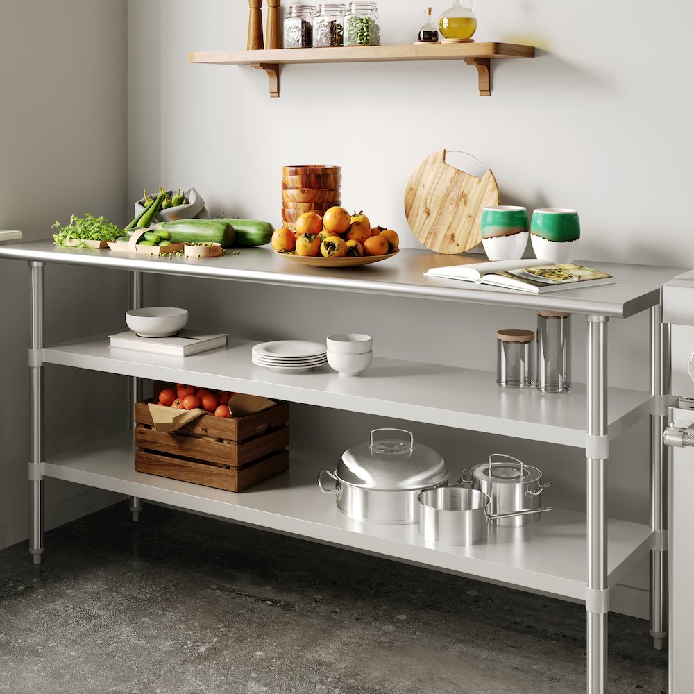 Under Shelf  - Adjustable Lower Shelf for 24" x 72" Stainless Steel Tables. Picture 3