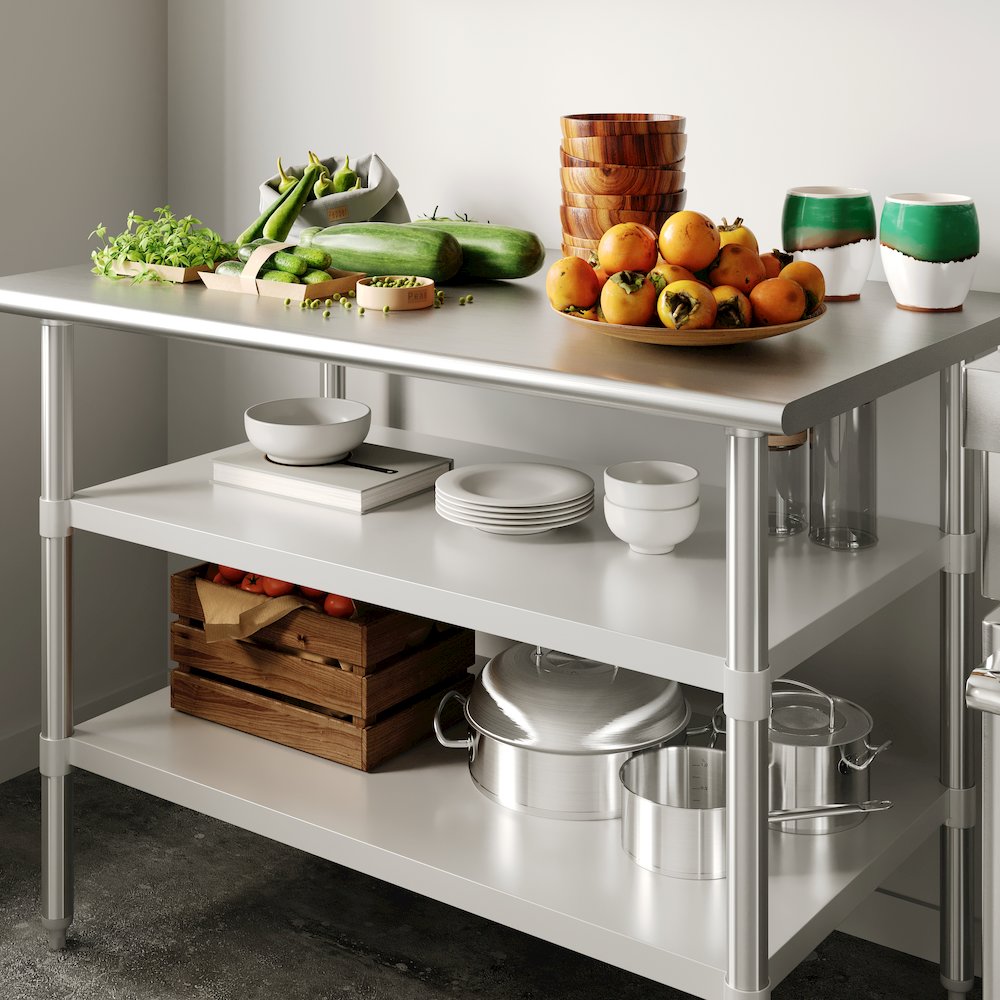 Under Shelf  - Adjustable Lower Shelf for 30" x 48" Stainless Steel Tables. Picture 3