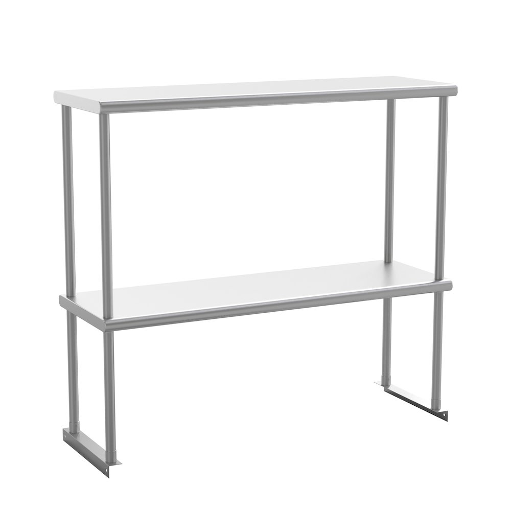 430 Stainless Steel 18 Gauge 36" x 12" Metal Kitchen Double Overshelf. Picture 1