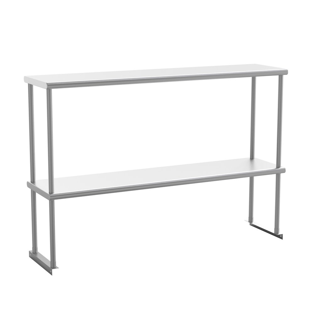 430 Stainless Steel 18 Gauge 48" x 12" Metal Kitchen Double Overshelf. Picture 1