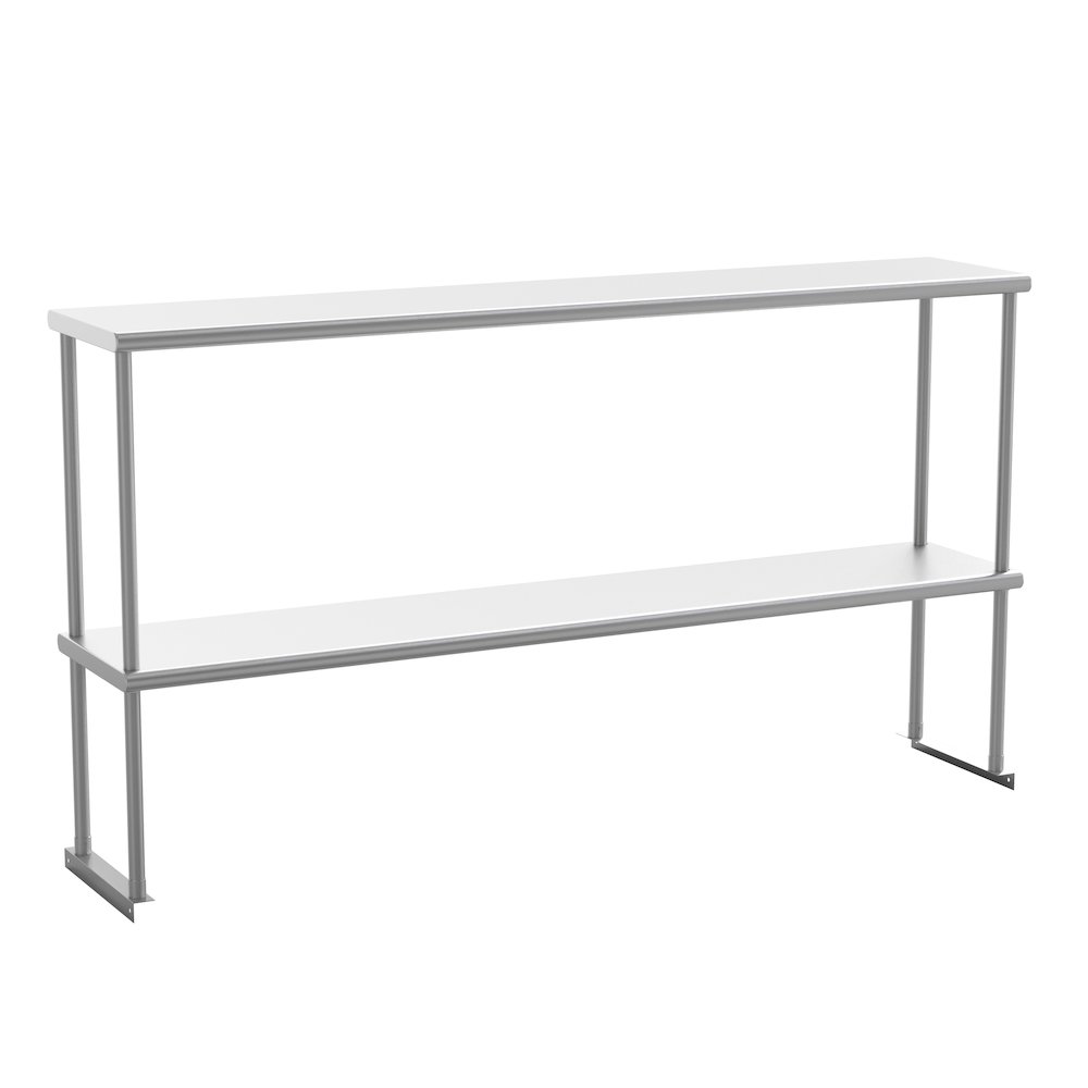 430 Stainless Steel 18 Gauge 60" x 12" Metal Kitchen Double Overshelf. Picture 1