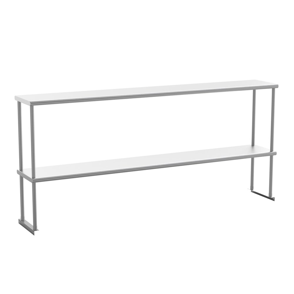 430 Stainless Steel 18 Gauge 72" x 12" Metal Kitchen Double Overshelf. Picture 1
