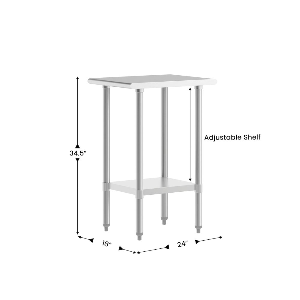 24x18 Portable Prep and Work Table with Top Shelf and Adjustable Undershelf. Picture 4